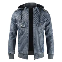 

2018 thickening Keep warm Winter coat Woodland Motorcycle Good Price Men black zipper pu motorcycle Leather Jacket for man