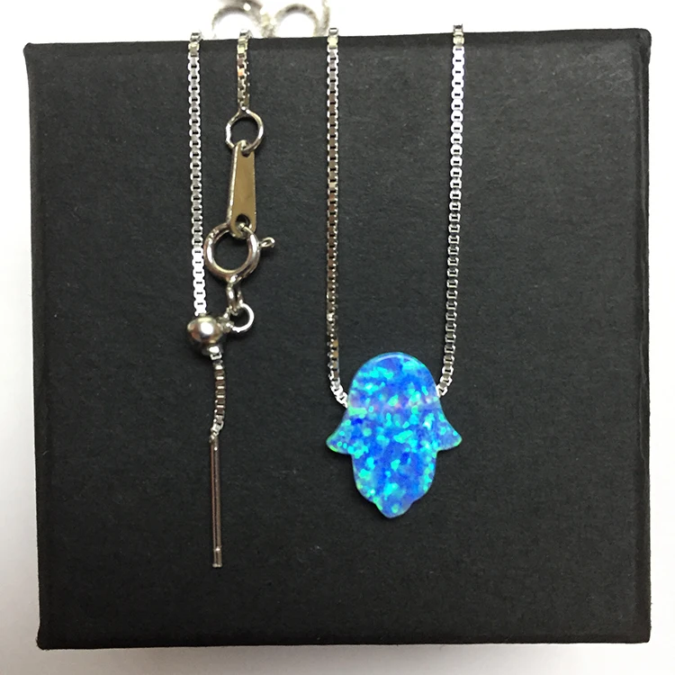 

Hamsa Hand Opal Necklace 925 Sterling Silver charms, N/a
