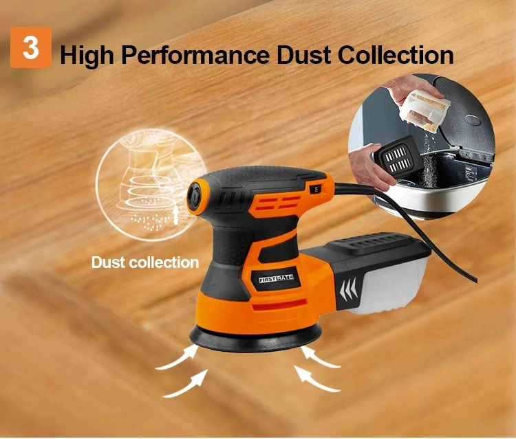 350w 125mm Construction Electric Round Sander Handheld Orbital Sander