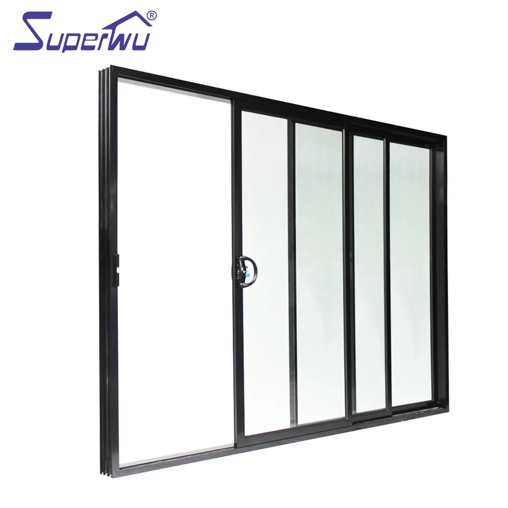 Cheap sound insulation commercial aluminum three rail double glass sliding doors