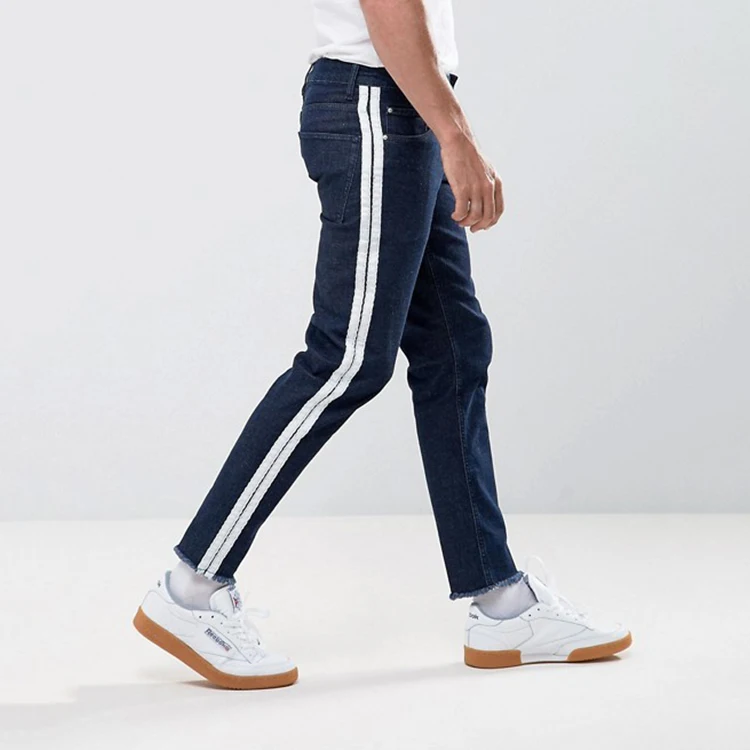 designer jeans with stripe on side