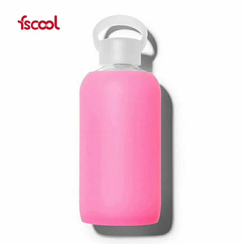 

Fashion design and colorful silicone glass water bottle with sleeve, Any colors