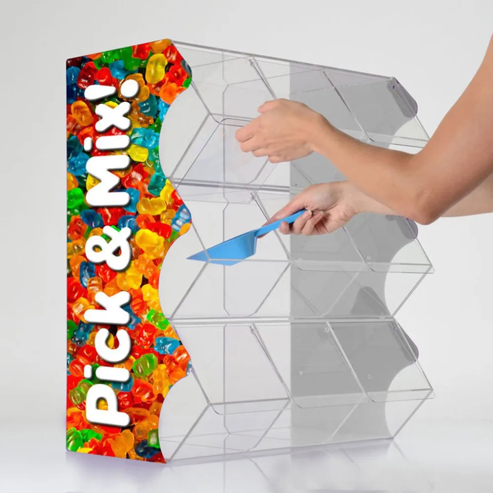 3 Tier Acrylic Candy Display Case Candy Bin Box Custom Pick Mix