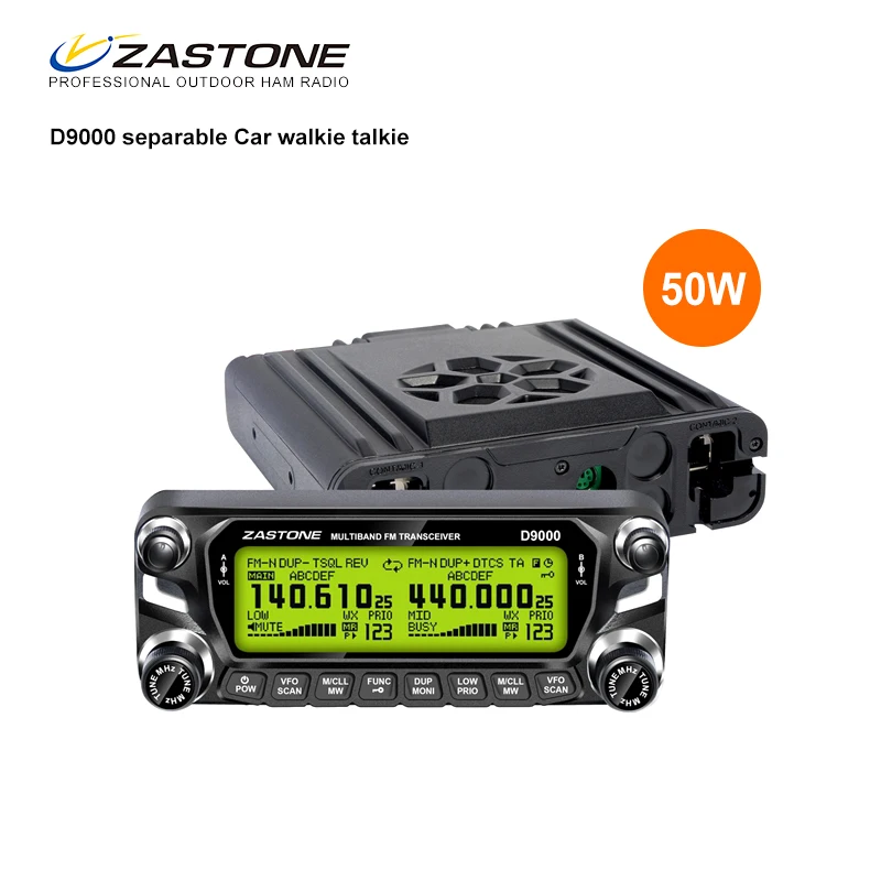 

New hot car radio with strong functions ZASTONE D9000 50w VHF UHF dual band mobile ham radio walkie talkie mobile station, Black