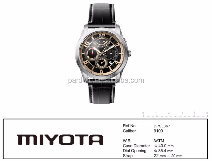 Custom Mechanical Watches Series Power Reserve Miyota 9100 Movt Mens Watch With Black Genuine Leather Strap Buy Mens Watch Watch With Black Genuine Leather Strap Power Reserve Miyota 9100 Movement Watch Product On