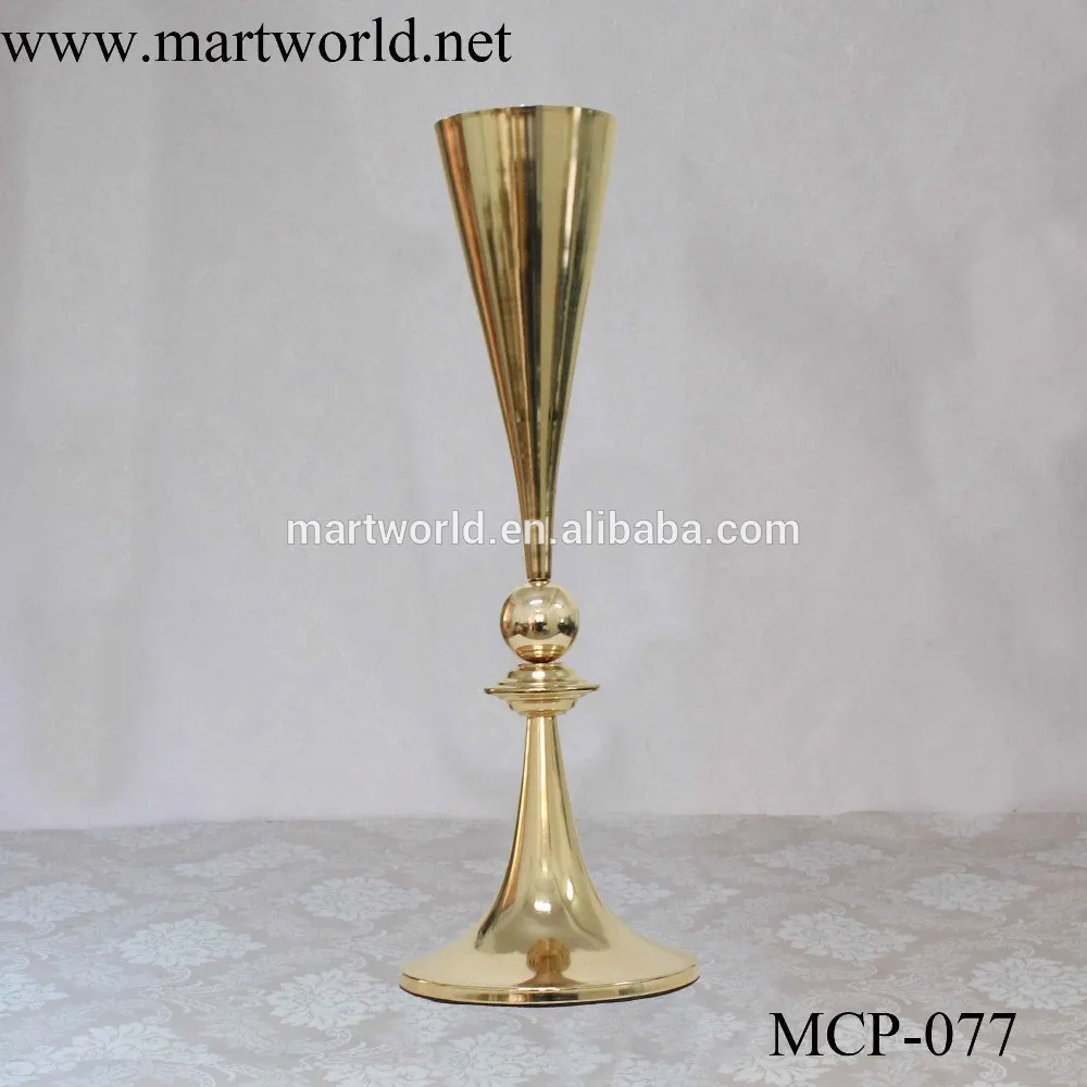 Champagne Gold Vase With Wedding Pillars Centerpiece For Wedding Flower