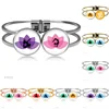 Yoga Jewelry Lotus Yoga Om Flower Symbol Glass Cabochon Flexible Open Cuff Art Bangles