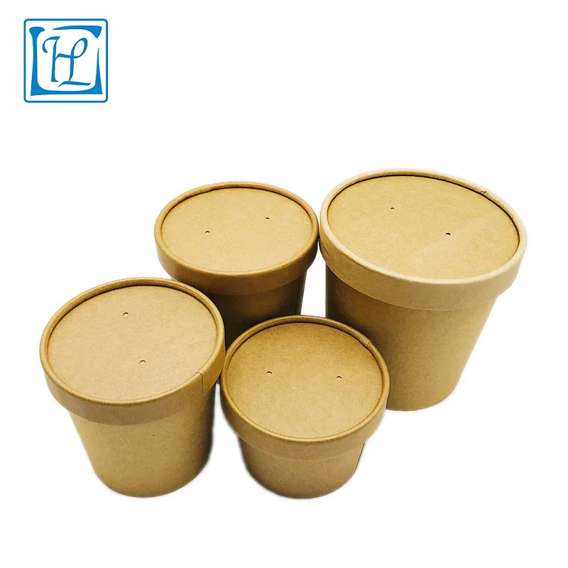 
26 oz hot porridge container bio brown take out paper bucket 
