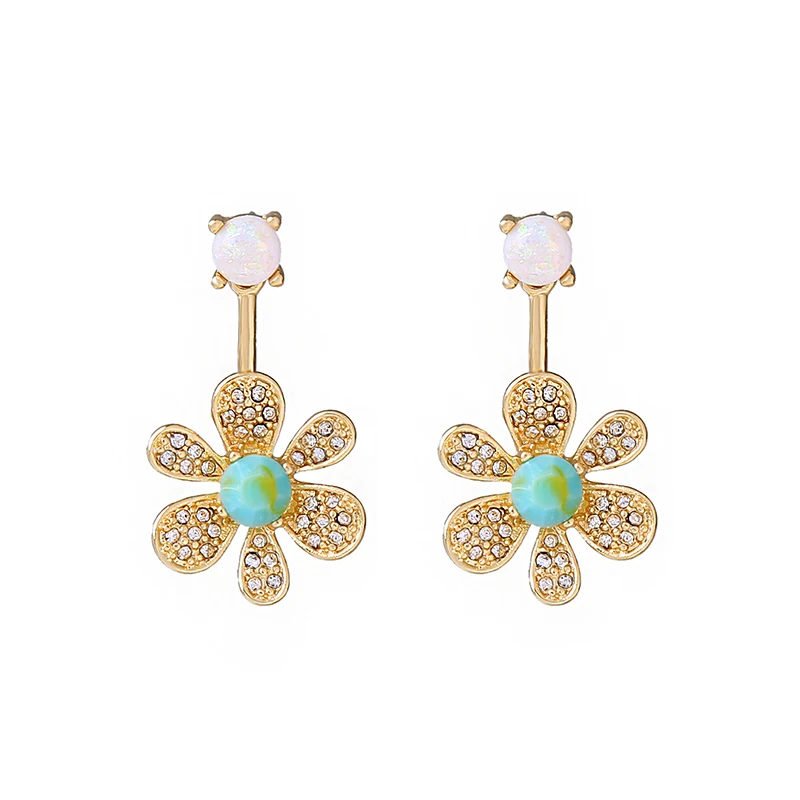 

ed01353c Crystal Flower Pendant Earrings, Gold Jewelry Wholesale China, As picture