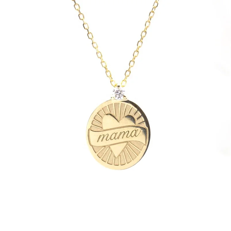 

925 sterling silver mama coin jewelry Mother's Day necklace gift