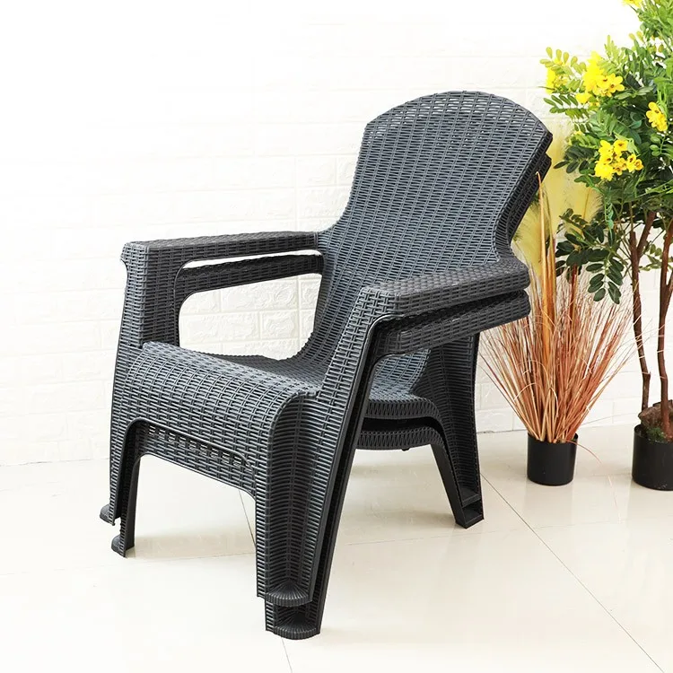 Outdoor Furniture Rattan PP Stackable Garden Beach Patio Plastic Chair