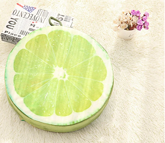 2017 new design promotional round 3d printed fruit seat cushion