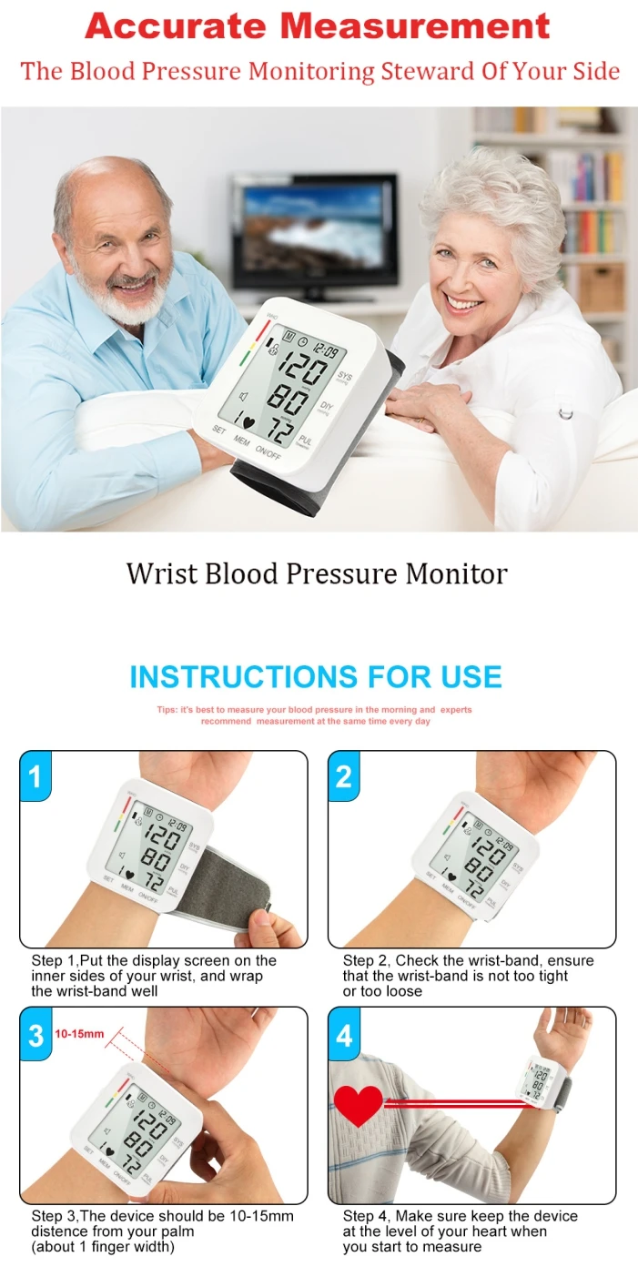 Νοσοκομείων βραχιόνων ηλεκτρονικό Tensiometer μετρητών της BP μηχανών πίεσης του αίματος καρπών Sphygmomanometer τύπων επανακαταλογηστέο ψηφιακό