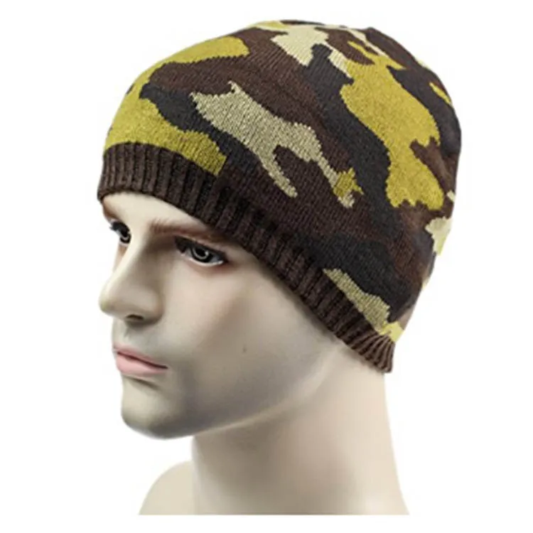 Men's Winter Hat Outdoor Camo Knitted Fleece Lined Beanie Hat Buy Hat