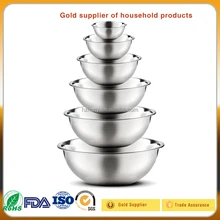 Stainless Steel Mixing Bowls Set of 6 Polished Mirror Finish Nesting Bowls, 0.75 - 1.5 - 3 - 4 - 5 - 8 Quart