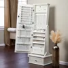 Floor Jewelry Armoire Display Cabinet With Cheval Mirror Drawer