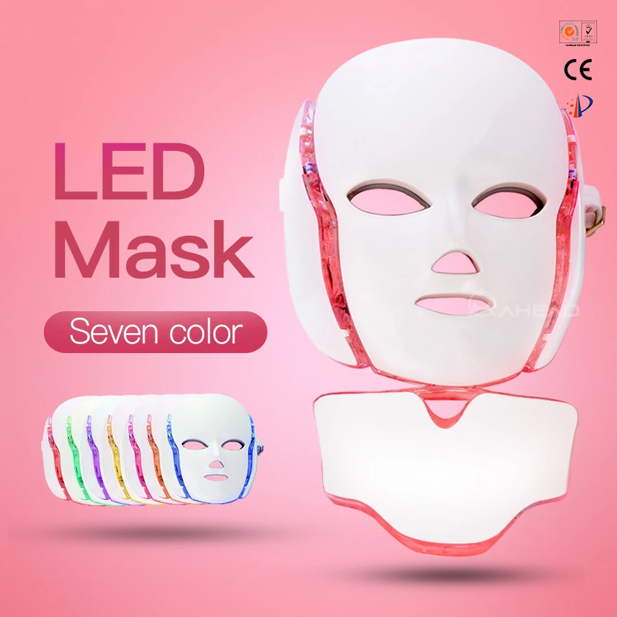 Маска со светодиодами для лица. Bb-glow фотодинамическая терапия led mask. 7 color led mask. [seven color rejuvenation mask] омолаживающая led маска, светодиодная маска для лица. Led therapy mask.