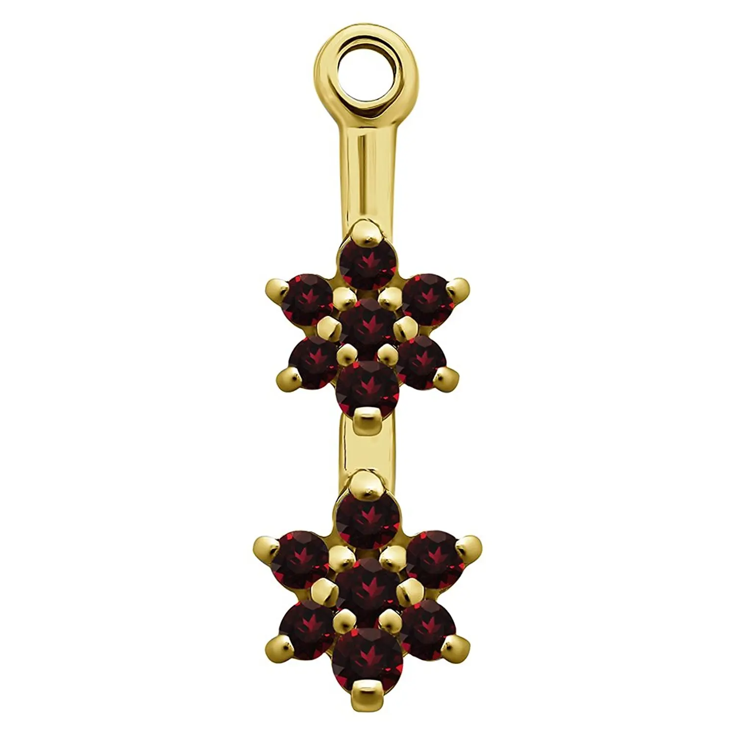0.19 ct. tw. 14k Gold Genuine Sapphire Flower Dangle Earring Jackets with Sapphire