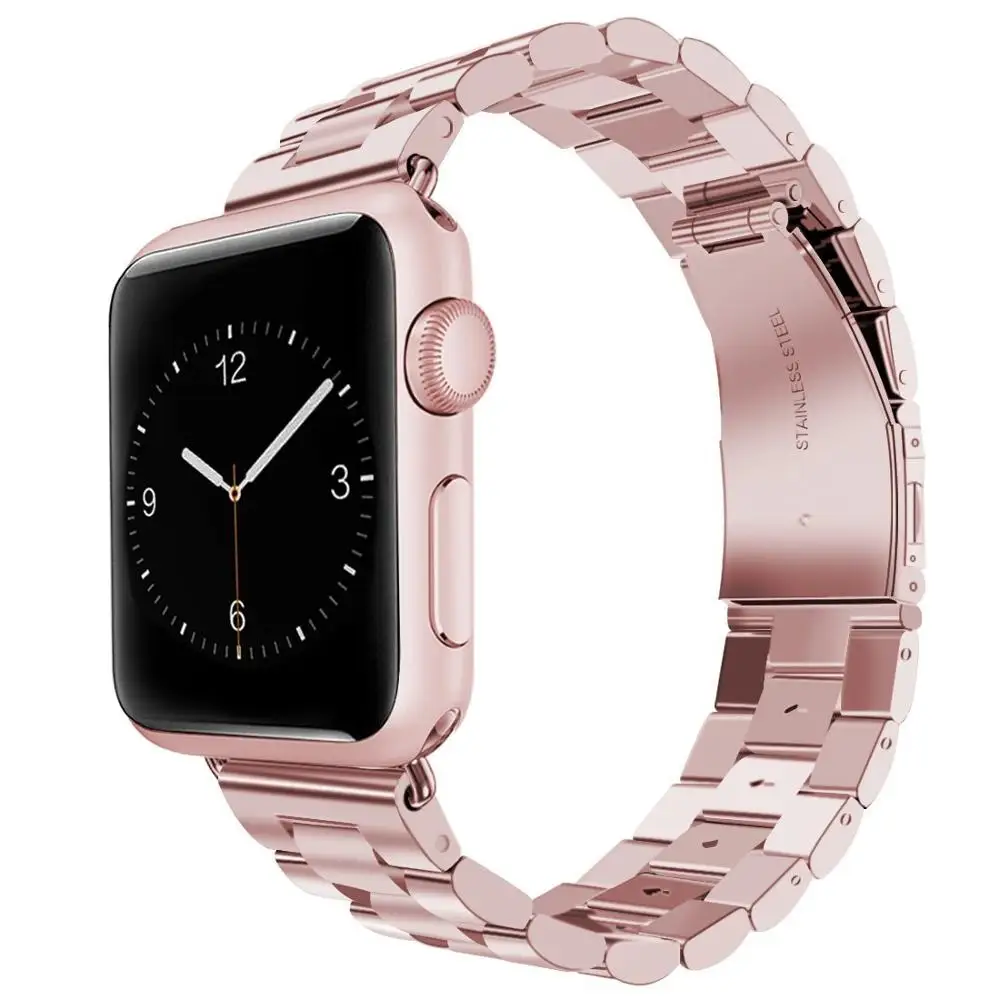 

OULUCCI For Apple Watch Strap 38MM 42MM Stainless Steel Wristband Metal Replacement Wrist Watch Band For iWatch, Black pink/black/champagne gold/rose gold/rose pink/silver and black