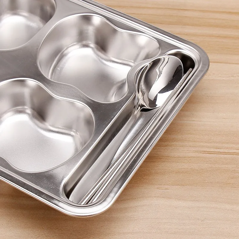 Wholesale Stainless Steel Divided Dinner Plate Scohool Canteen 5