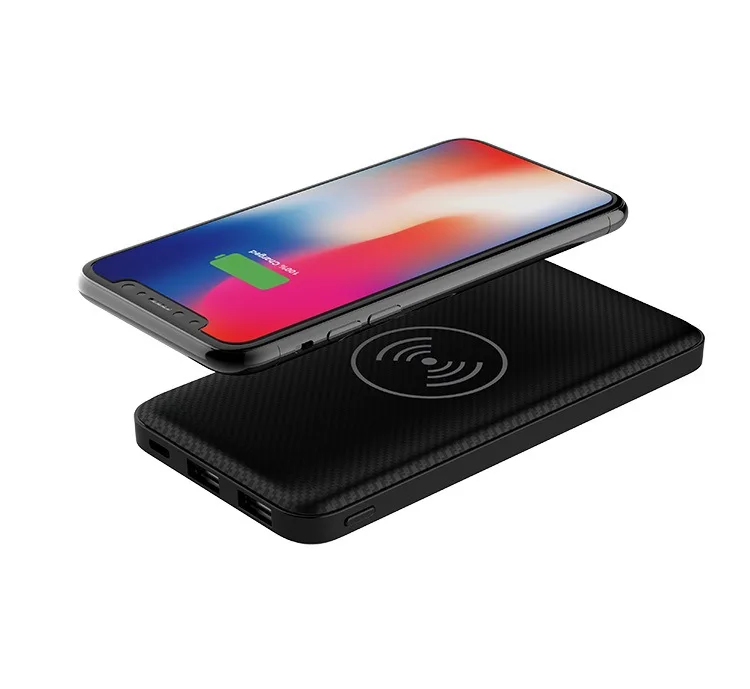 

portable slim RoHS type-c PD QC3.0 fast charger Qi wireless charging power bank 10000mAh for mobile phone
