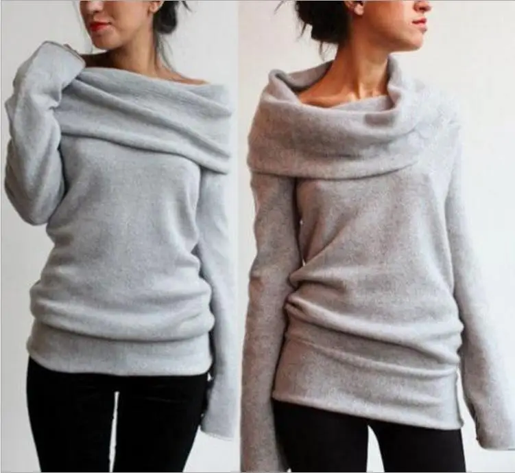 

Hot Winter Long sleeve Wool Female Sweaters Knitted pullover Women Jumper Sweaters Pull Femme Sweater, Light grey;light brown