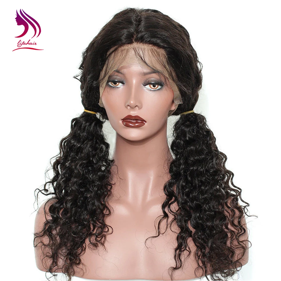 

black long wig virgin human hair front lace wig lace front wigs deep wave