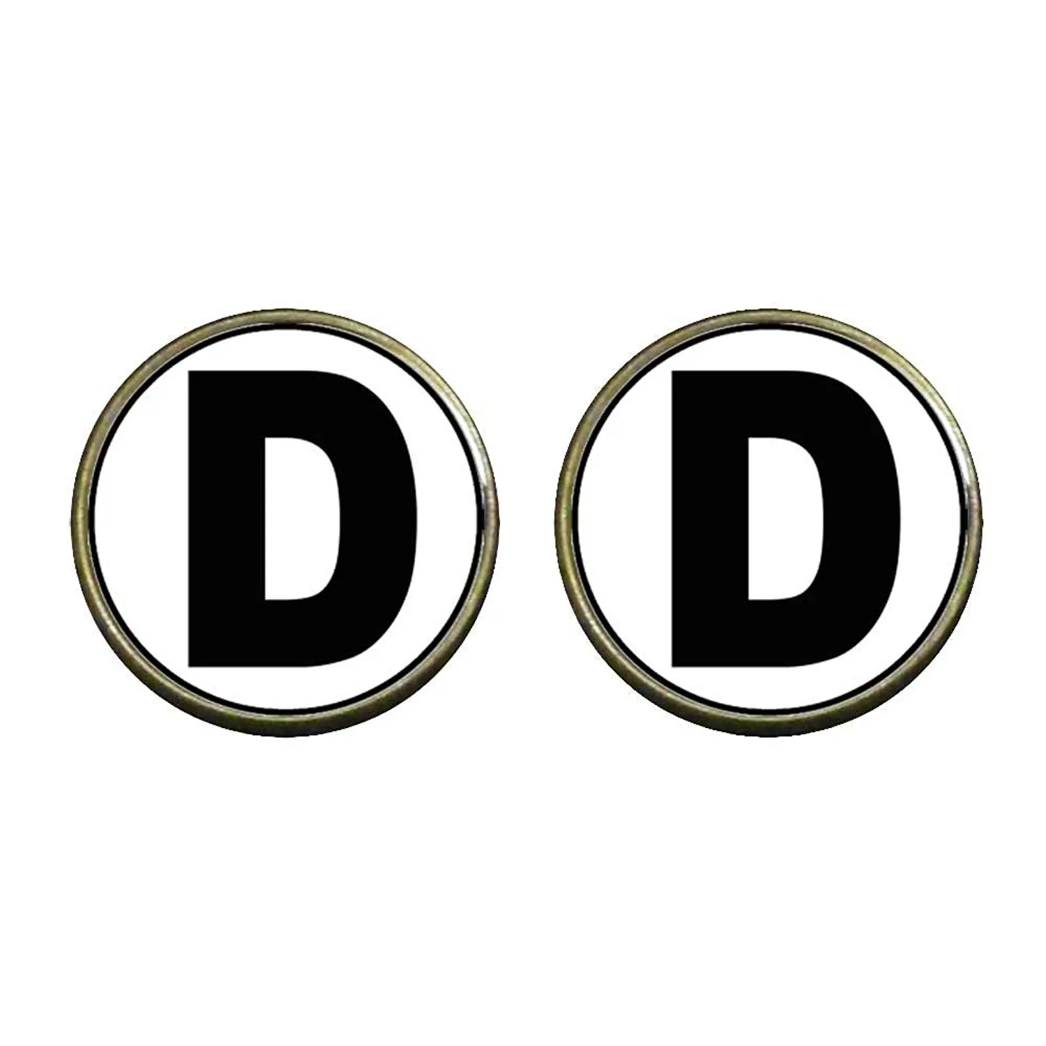 GiftJewelryShop Bronze Retro Style Yellow Letter C Photo Flower Stud Earrings 14mm Diameter