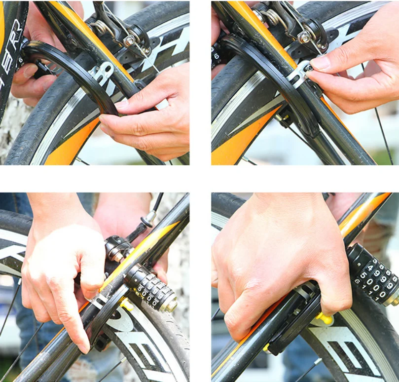 1pcs Black Bicycle Horseshoe Claws Antitheft Lock Password Sharing
