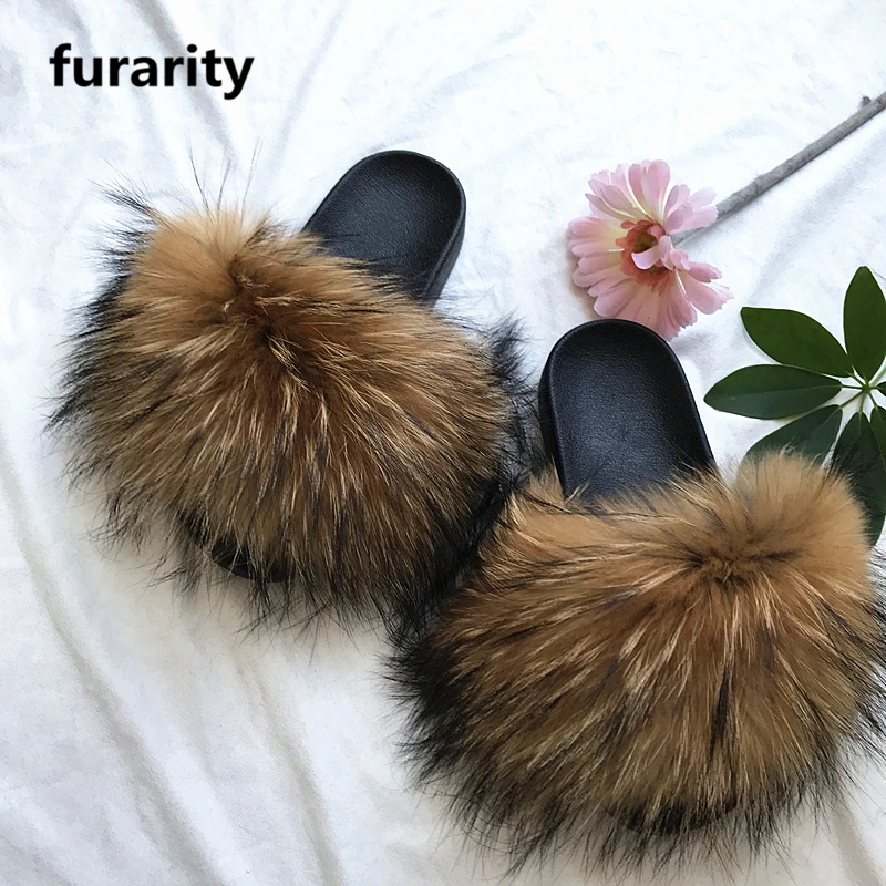 racoon fur slides