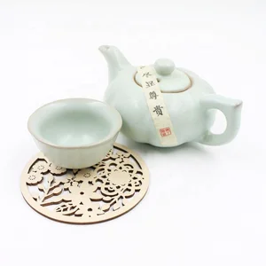 Custom Made Kitchen Square Round Cup Pads Set Laser Cut Natural Cork Bamboo Wood Placemats and Coasters for Dining Table Drinks