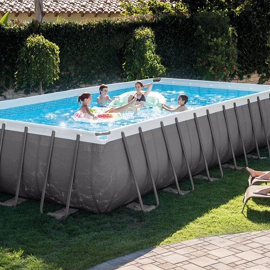 

INTEX 26364 24FT steel frame pool mental pool above ultra frame pool AGP, As picture