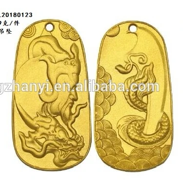 

Jingzhanyi Jewelry factory manufacturing 24K gold pendant, Gold 999 gold pendant, Gold material test report available