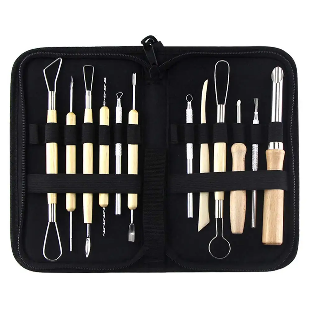 12pcs/Set Halloween Sculpting Pumpkin Kit DIY Wood Carving Tools Jack-O-Lanterns and More Modeling Art Sculpting Set with Zippered Bag
