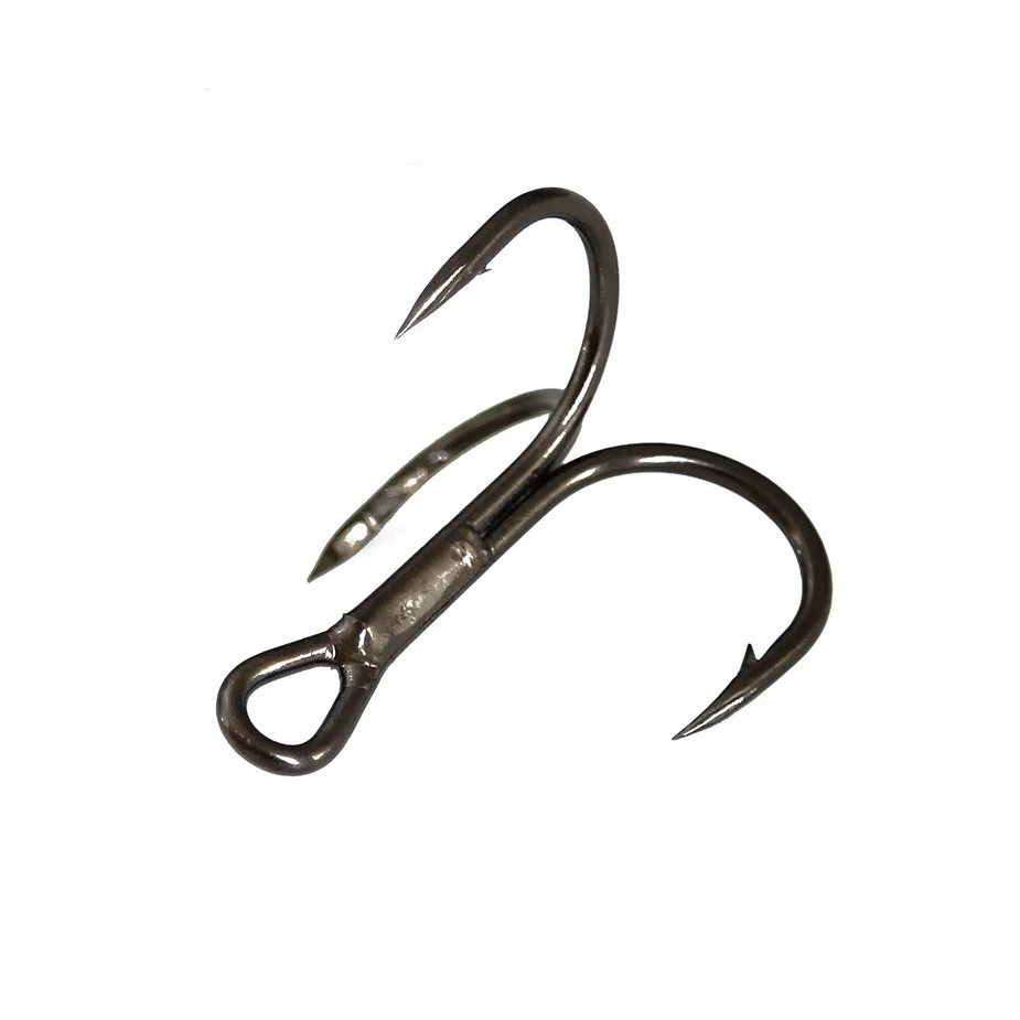TOMA Black Nickel High Carbon Steel Fishing Hook Barbed Treble Hooks Tackle Fishhooks 1 2 4 6 8 10