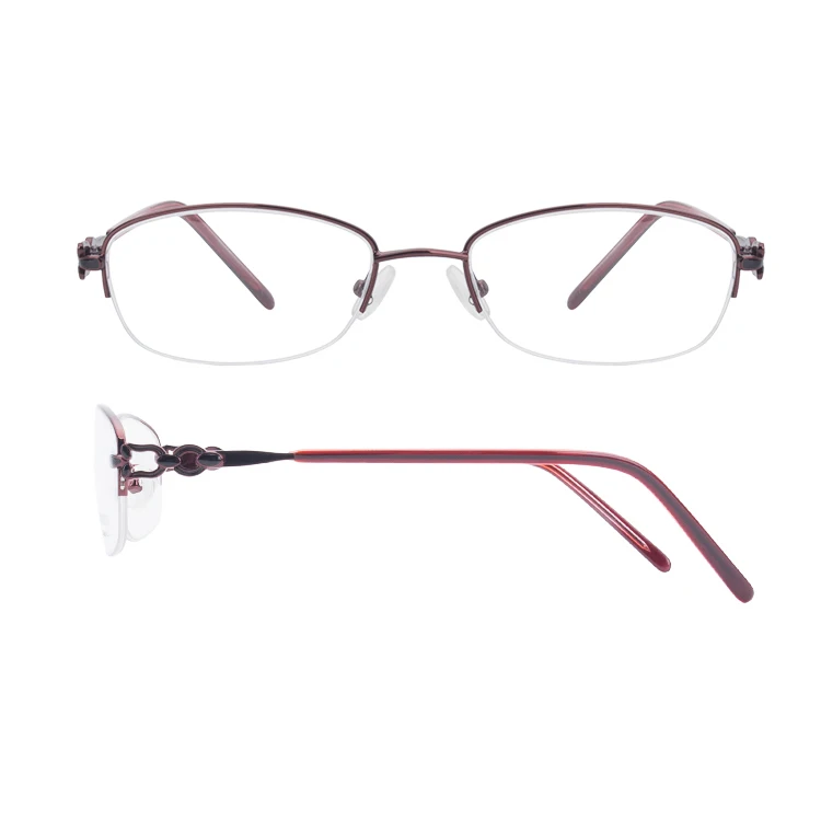 

Custom logo fashion half rim metal eyewear frame lady brand optical frame wholesale