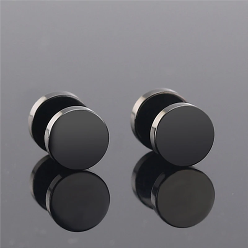 

3 to 12mm size punk hypoallergenic stud earrings titanium steel main material style 5 colors geometric barbell earring stud