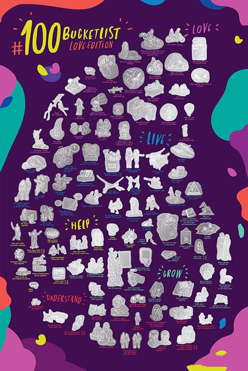 Custom Scratch Off Poster 100 Bucket List Love Edition Awesome Ideas