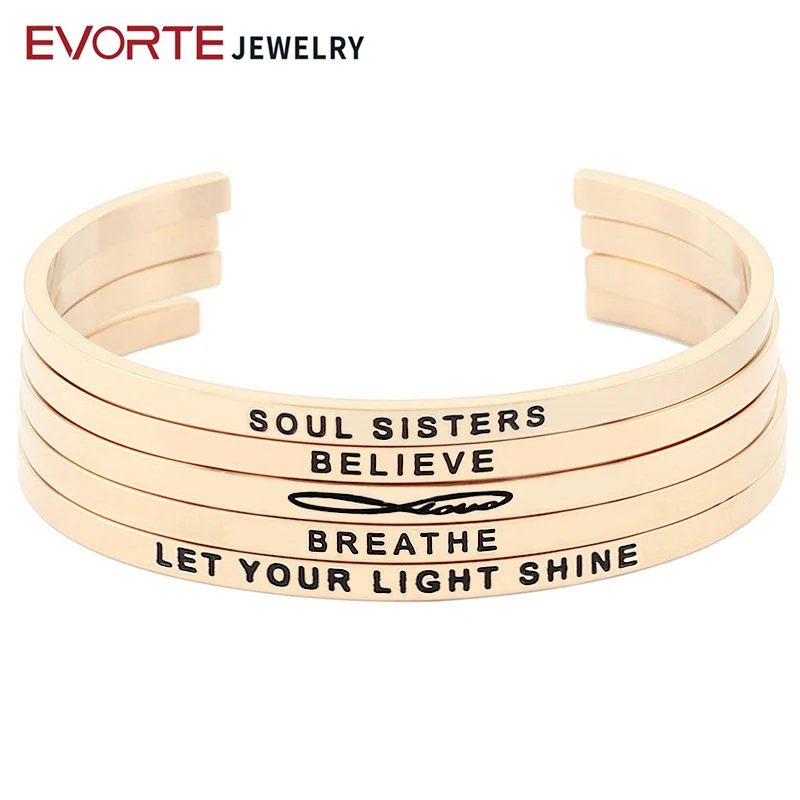 

Hot Sale Rose Gold 316L Stainless Steel Mantra Bracelet Jewelry