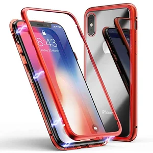 CHRT Waterproof  Magnetic Absorption Technology Metal Frame Tempered Glass Back  Magnetic Phone Case for iPhone X  6 7 8 Plus