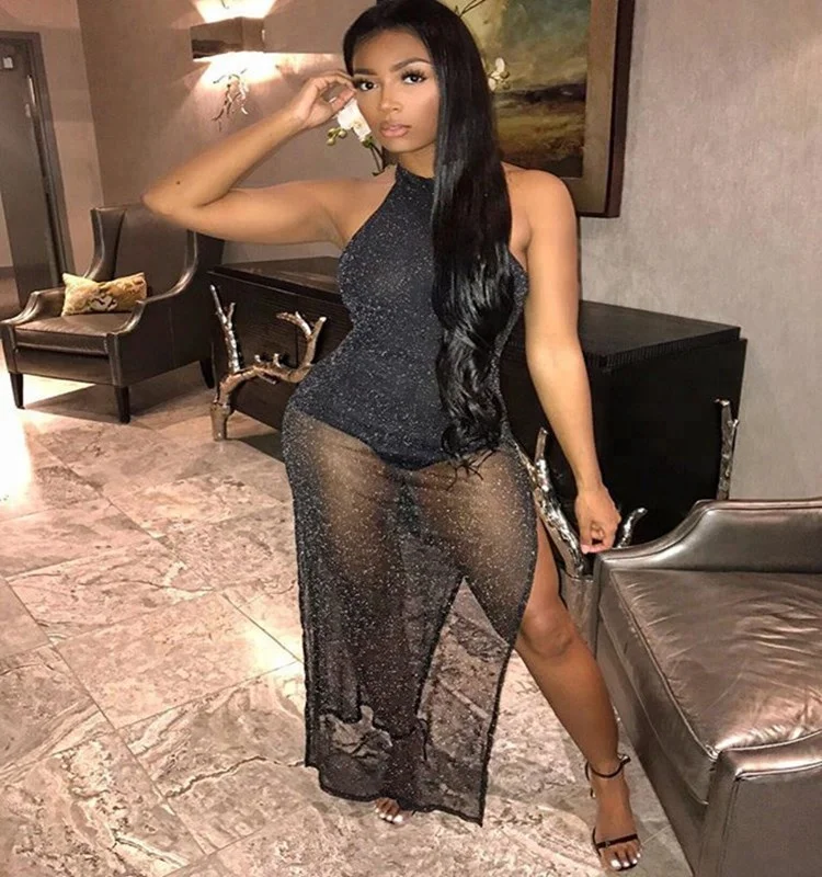 

B30317A 2018 Hot Women deep V neck sexy halter neck club bandage dress