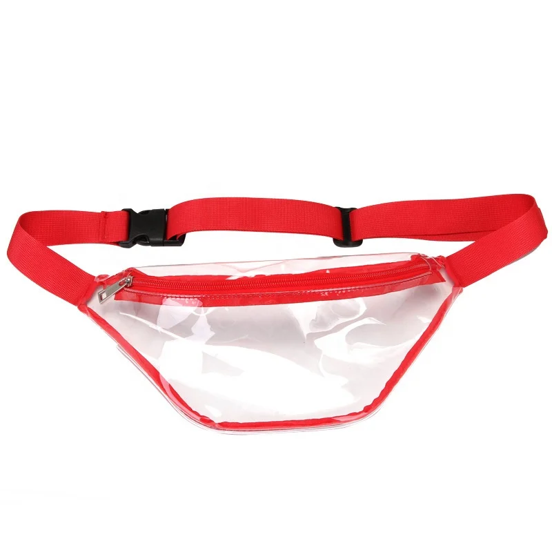 

Streetwear Women Promotional Custom Logo Outdoor Running Travel Girl Cheap PVC Clear Fanny Pack Transparent Waterproof Waist Bag, Red, black, gray, blue