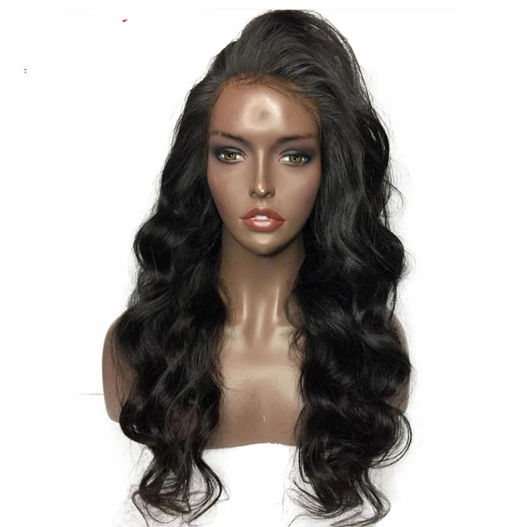 

Body wave lace frontal wig virgin malaysian human hair long wig with baby hair natural hair line for black woman