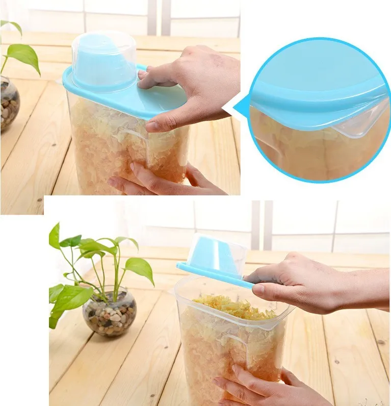 2.5L Kitchenware Seal Food Plastic Storage Box Grain Cases With Measure Scale