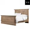 Wholesale french style Solid oak wooden frame upholstery tufted bed