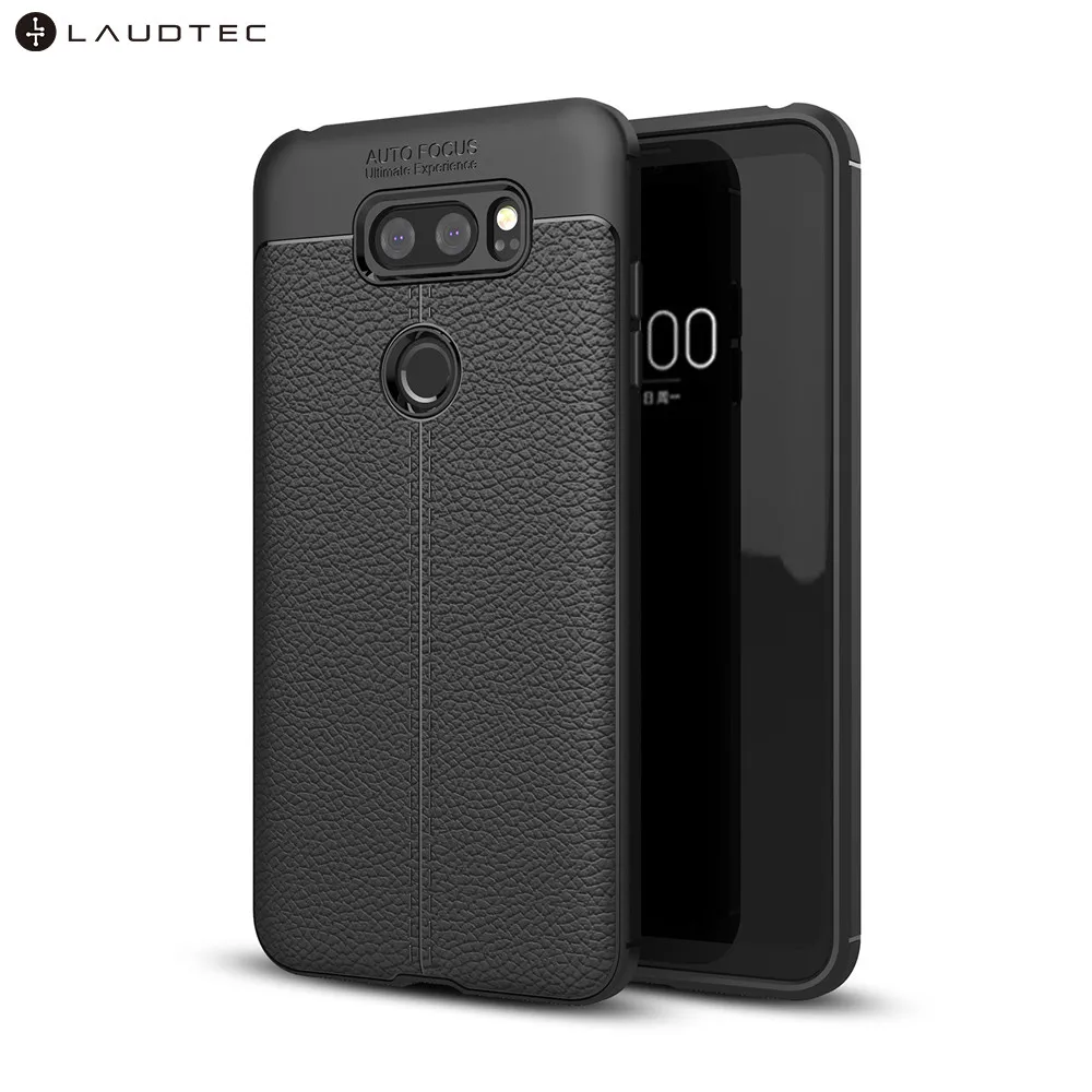 

Laudtec Litchi Leather Pattern Silicone TPU Back Cover Case For LG V30, Black;blue;red;gray