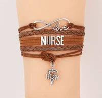 

Factory Direct Sale Nurse Pendant Multilayer Leather Bracelet