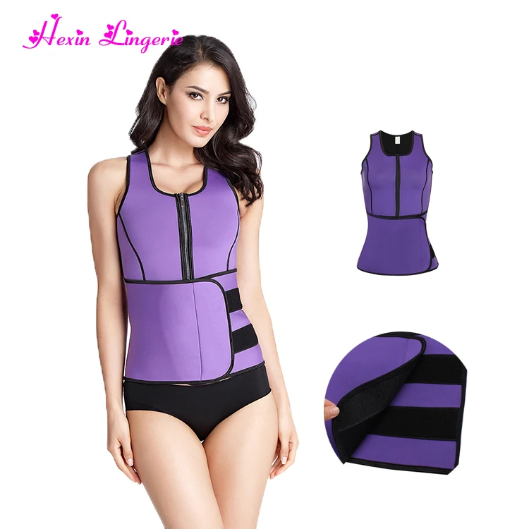 

Purple S-6XL Women Sauna Vest Neoprene Body Shaper With Pocket