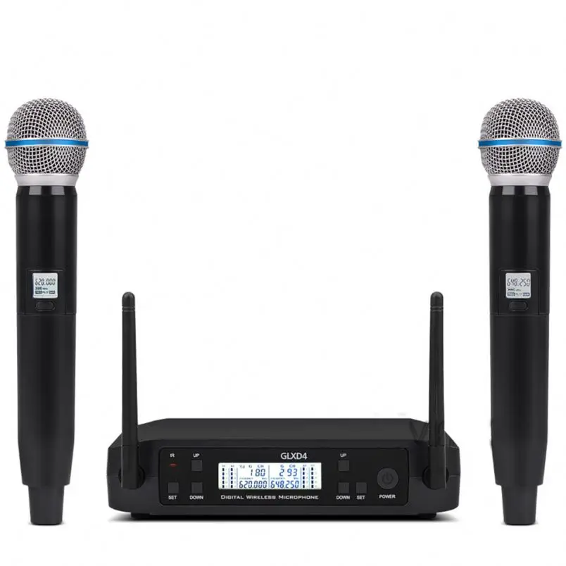 

Professional FM UHF Dual Channel Wireless Microphone, Black
