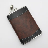 

Ebay 18/8 Stainless Steel Pocket Hip Flask withfaux leather brown stitching